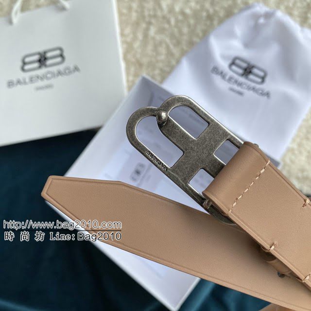 Balenciaga女士皮帶 巴黎世家BB經典logo扣腰帶 巴黎世家小牛皮皮帶  jjp1136